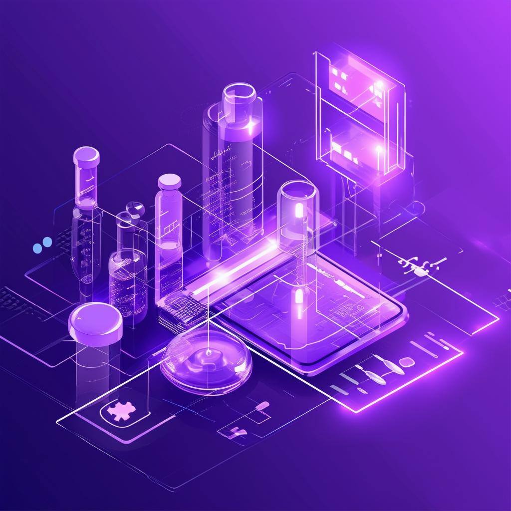 Create a purple image that represents the concept of clinical trial design using AI