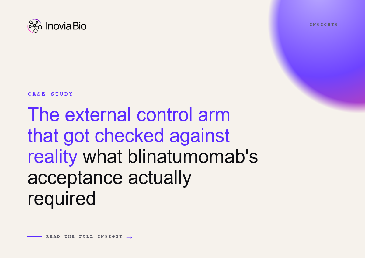 The external control arm that got checked against reality: blinatumomab's acceptance